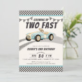 Twee Snel Race Car Boy 2e verjaardag Kaart (Staand voorkant)