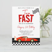 Twee Snel Race Car Boy 2e verjaardag Kaart (Staand voorkant)