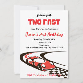 Twee Snel Race Car Boy 2e verjaardag Kaart