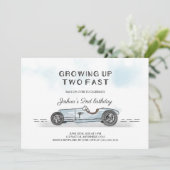 Twee Snel Race Car Boy 2e verjaardag Kaart (Staand voorkant)