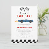 Twee Snel Race Car Boy 2e verjaardag Kaart (Staand voorkant)