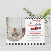 Twee Snel Race Car Boy 2e verjaardag Kaart (Staand voorkant)