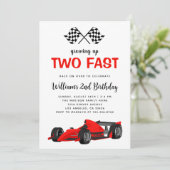 Twee Snel Race Car Boy 2e verjaardag Kaart (Staand voorkant)