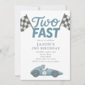 Twee Snel Race Car Boy 2e verjaardag Kaart (Voorkant)