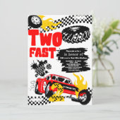 Twee Snel Race Car Boy 2e verjaardag Kaart (Staand voorkant)