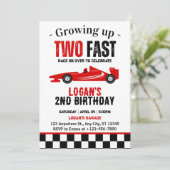 Twee Snel Race Car Boy 2e verjaardag Kaart (Staand voorkant)