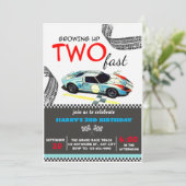 Twee Snel Race Car Boy 2e verjaardag Kaart (Staand voorkant)