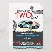 Twee Snel Race Car Boy 2e verjaardag Kaart (Voorkant / Achterkant)