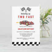Twee Snel Race Car Boy 2e verjaardag Kaart (Staand voorkant)