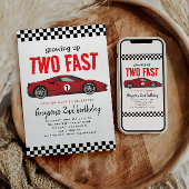 Twee Snel Race Car Boy 2e verjaardag Kaart