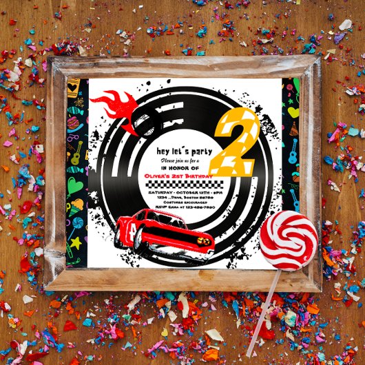 Twee Snel Race Car Boy 2e verjaardag Kaart