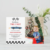 Twee Snel Race Car Boy 2e verjaardag Kaart (Staand voorkant)