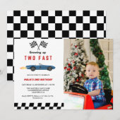 Twee Snel Race Car Boy 2e verjaardag Kaart (Voorkant / Achterkant)