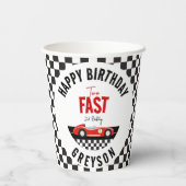 Twee Snel Race Car Boy 2e verjaardag Papieren Bekers (Achterkant)