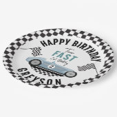 Twee Snel Race Car Boy 2e verjaardag Papieren Bordje (Gekanteld)