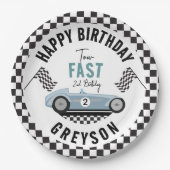 Twee Snel Race Car Boy 2e verjaardag Papieren Bordje (Voorkant)