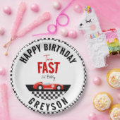 Twee Snel Race Car Boy 2e verjaardag Papieren Bordje (Feest)