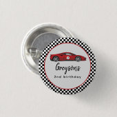 Twee Snel Race Car Boy 2e verjaardag Ronde Button 3,2 Cm (Voorkant /achterkant)