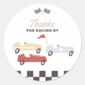 Twee Snel Race Car Boy 2e verjaardag Ronde Sticker (Voorkant)