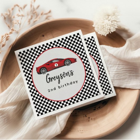 Twee Snel Race Car Boy 2e verjaardag Servet