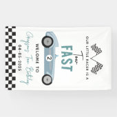 Twee Snel Race Car Boy 2e verjaardag Spandoek (Horizontaal)