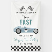 Twee Snel Race Car Boy 2e verjaardag Spandoek (Verticaal)