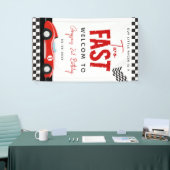 Twee Snel Race Car Boy 2e verjaardag Spandoek (Beurs)