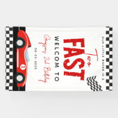 Twee Snel Race Car Boy 2e verjaardag Spandoek (Horizontaal)