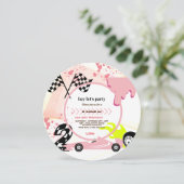 Twee Snel Race Car meisjes 2e verjaardag Kaart (Staand voorkant)