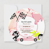 Twee Snel Race Car meisjes 2e verjaardag Kaart (Voorkant)