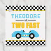 Twee Snel Ren Auto 2de Verjaardagsfeestje Bedankjes Labels (Voorkant)