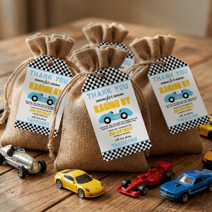 Twee Snel Ren Auto 2de Verjaardagsfeestje Cadeaulabel