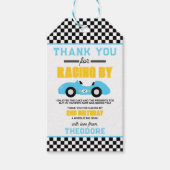 Twee Snel Ren Auto 2de Verjaardagsfeestje Cadeaulabel (Voorkant)
