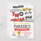 Twee Snel Ren Auto Racing 2de Verjaardagsuitnodigi Kaart (Voorkant)