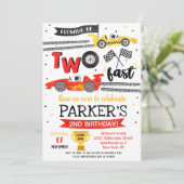 Twee Snel Ren Auto Racing 2e Verjaardagsuitnodigin Kaart (Staand voorkant)