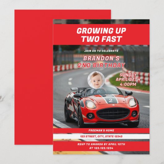 Twee snelgroeiende tweede verjaardagsfoto kaart (Voorkant / Achterkant)