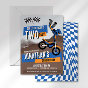 Twee Snelheids Dirt Bike Motocross Tweede Verjaard Kaart