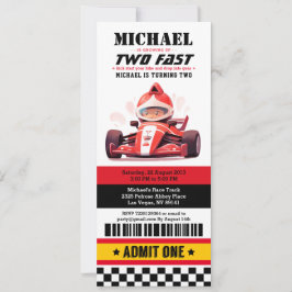 Twee Snelheidsraceautoticket Pas Tweede Verjaardag Kaart