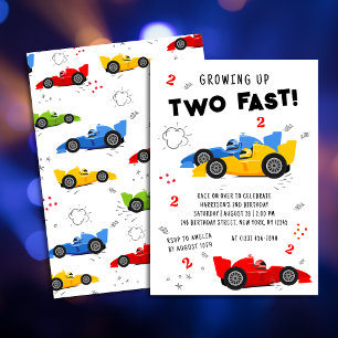 Twee Snelkleurige Racende Auto's 2e Verjaardag Kaart