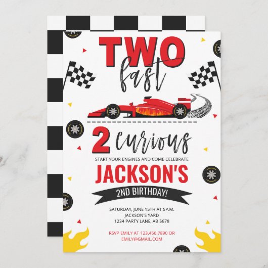 Twee snelle 2 nieuwsgierig rood kaart (Voorkant / Achterkant)