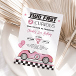 Twee snelle 2 nieuwsgierig roze vintage auto meisj kaart<br><div class="desc">Maak je vast voor een brullende goede tijd en laat de opwinding zich ontvouwen met onze "Two Fast Two Curious" 2e verjaardagsuitnodiging. Vier de speciale dag van je speedster in stijl en creëer herinneringen die zullen inzoomen op de harten van iedereen die aanwezig is. Maak je klaar om te racen...</div>