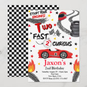 Twee snelle 2 nieuwsgierige 2e verjaardagsfeestuit kaart (Voorkant / Achterkant)