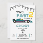 Twee snelle 2 nieuwsgierige race auto 2e verjaarda kaart (Voorkant)