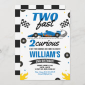 Twee snelle 2 nieuwsgierige race auto 2e verjaarda kaart (Voorkant / Achterkant)