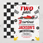 Twee snelle 2 nieuwsgierige race auto 2e verjaarda kaart (Voorkant / Achterkant)