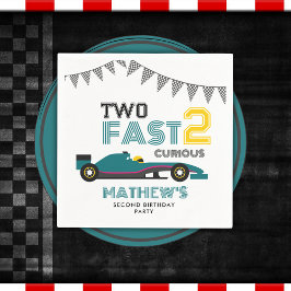 Twee snelle 2 nieuwsgierige race auto 2e verjaarda servet