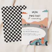 Twee snelle 2 nieuwsgierige retro race auto 2e ver kaart