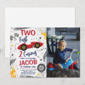 Twee snelle 2 nieuwsgierige rode 2e verjaardag fot kaart (Voorkant / Achterkant)