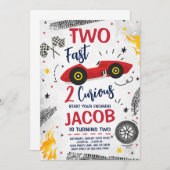Twee snelle 2 nieuwsgierige rode 2e verjaardag kaart (Voorkant / Achterkant)