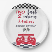 Twee snelle 2 nieuwsgierige tweede kinderverjaarda papieren bordje (Voorkant)